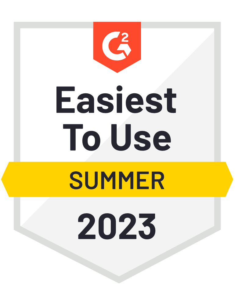 G2 Crowd Easiest to use summer 2023 badge