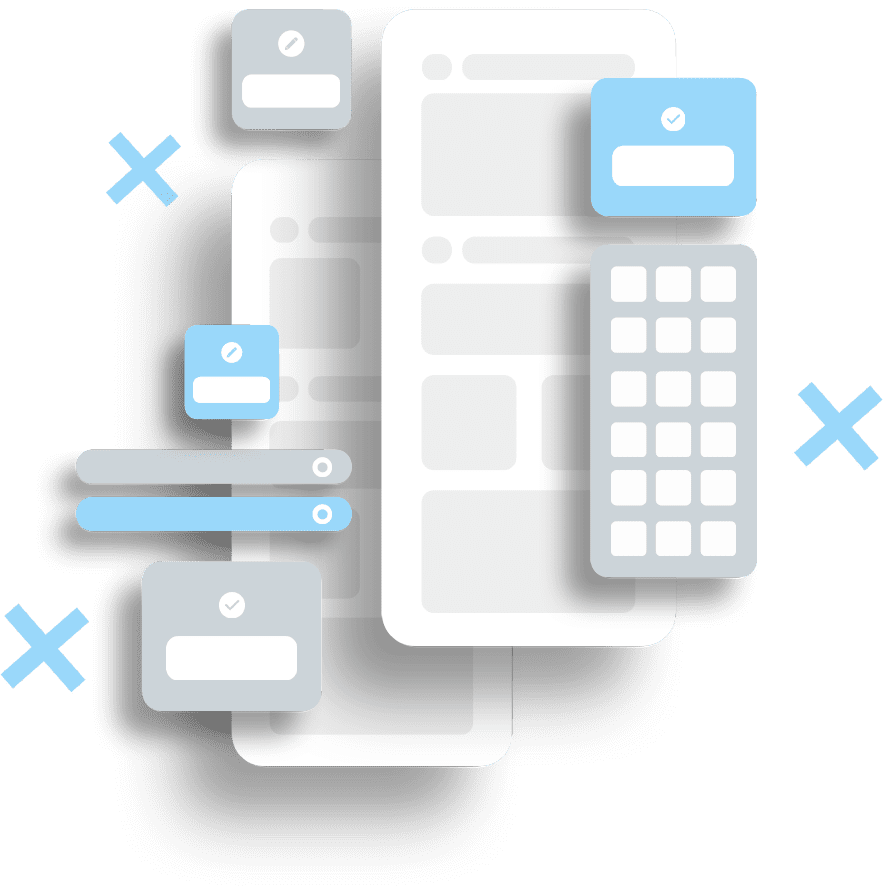 stylized graphic representing mobile UI and UX