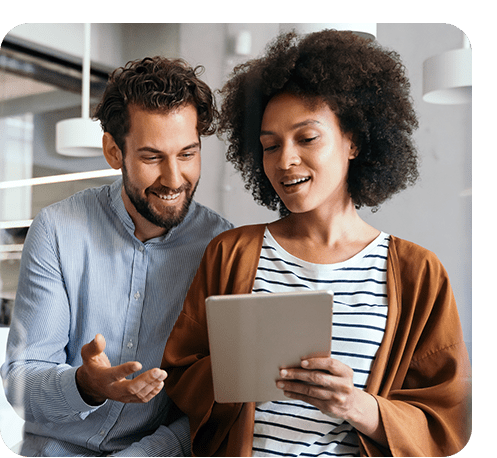 Couple reviewing tablet